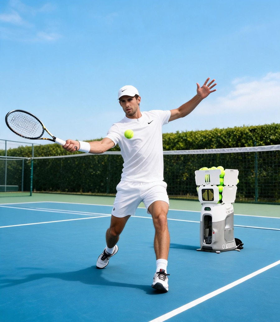 Robot Ball Machine - เครื่องยิงลูกเทนนิสอัจฉริยะ Hot Tenniix ระบบ AI สำหรับการฝึกเทนนิสแบบพกพา