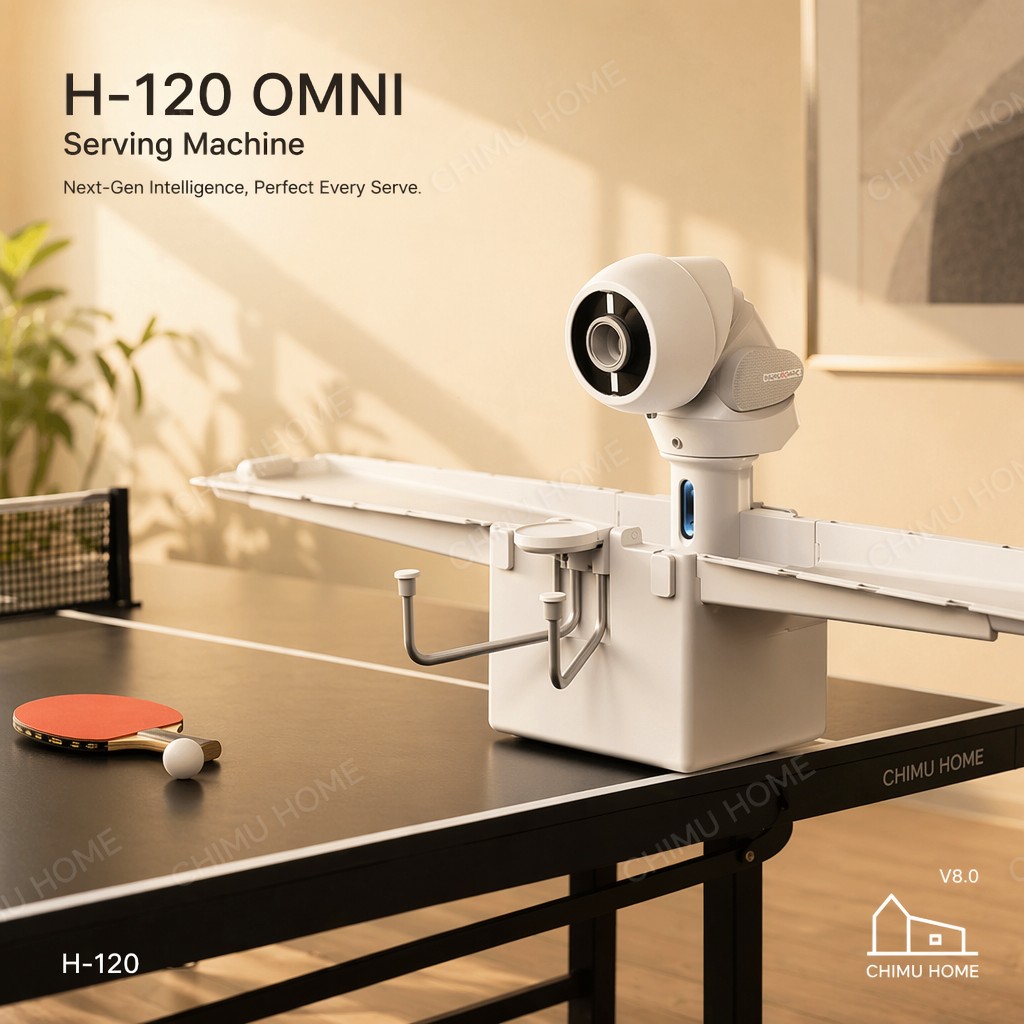 Table Tennis Launcher - 【CHIMU HOME】OMNI เครื่องเสิร์ฟลูกปิงปองอัจฉริยะ ควบคุมผ่านแอพพลิเคชั่น โปรแกรมฝึกซ้อมปิงปองระดับมืออาชีพ ตัวปล่อยลูกอัตโนมัติ